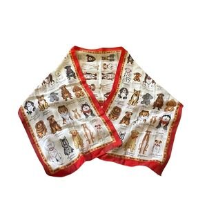 Vintage Dog Breed Print Scarf Accessory Cute Puppies
